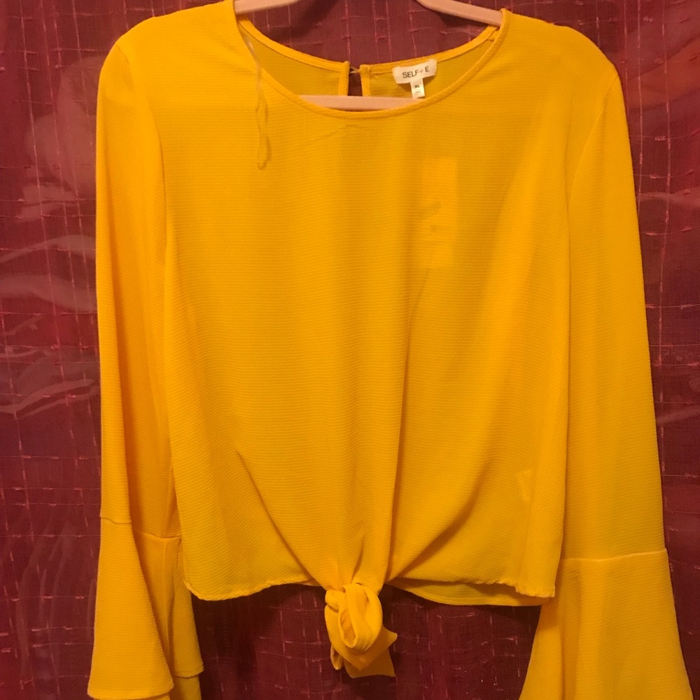 Beautiful Yellow Bell Bottom Sleeves Shirt